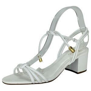Arezzo Camila White Leather Womens Mid Heel Sandals Size 9M